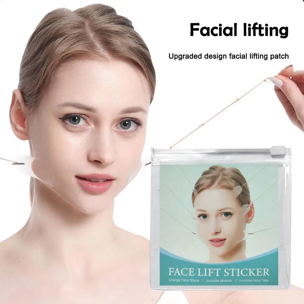 Cintas de estiramiento Facial invisibles, Parche de estiramiento Facial con juegos de cuerda de elevación para arrugas, cuello, rescate Facial, tira de corrección instantánea, N5S9