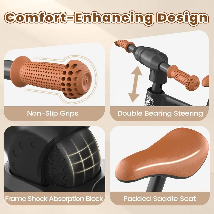 14 Inch Balance Bike for 3 6 Years Lightweight Toddler Bike with Air Rubber Tires Adjustable Seat Durable Push Bicycle Gift for