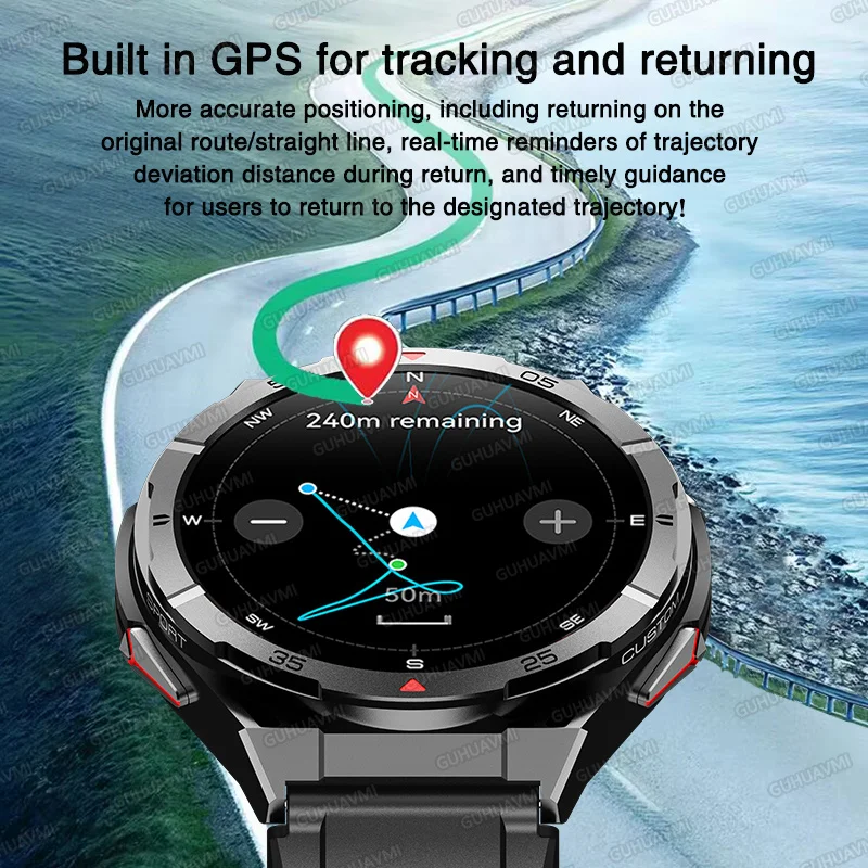 

2025 New GPS Sports Smart watch Men HD AMOLED Compass Altimeter Built-in gps Bluetooth Call Outdoors Waterproof Watch