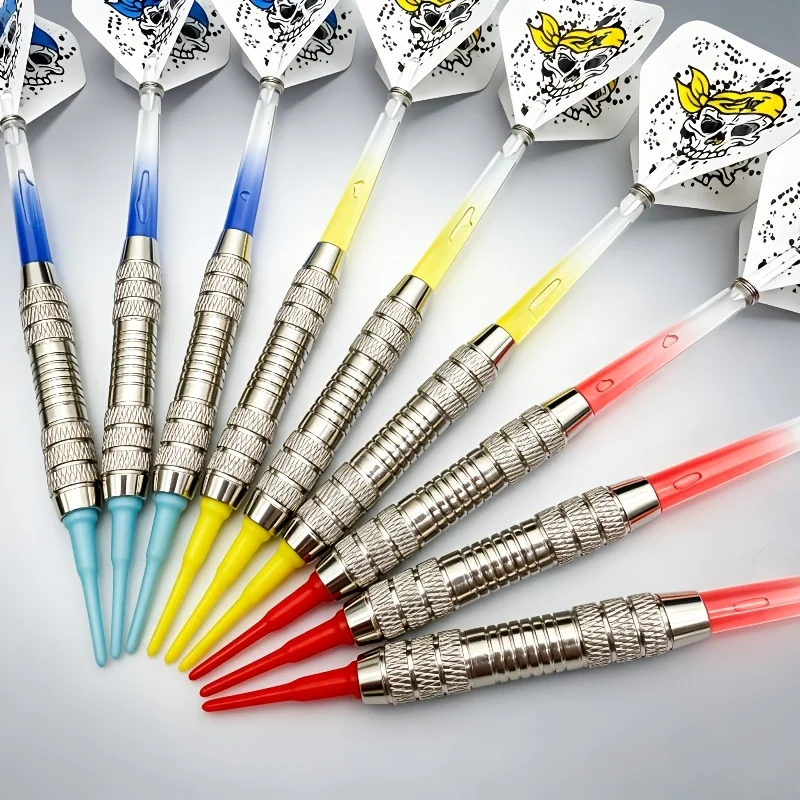Weicher 19g Dart, 3 Stück, rutschfester Dartkörper, transparenter PC-Schaft mit Farbverlauf, 2BA Ersatz-Softspitze, geeignet für Soft-Dart-Ziele.