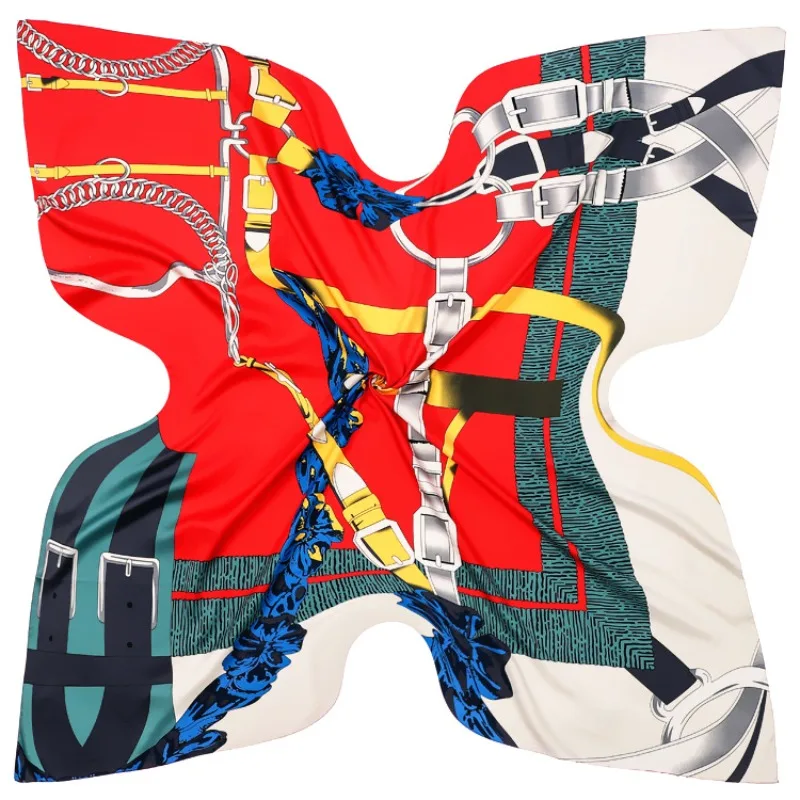 

Women Travel Scarf 130cm Autumn New Color Block Belt Chain Four Seasons Shawl Head Wrap Sunscreen Gift Present Wholesale