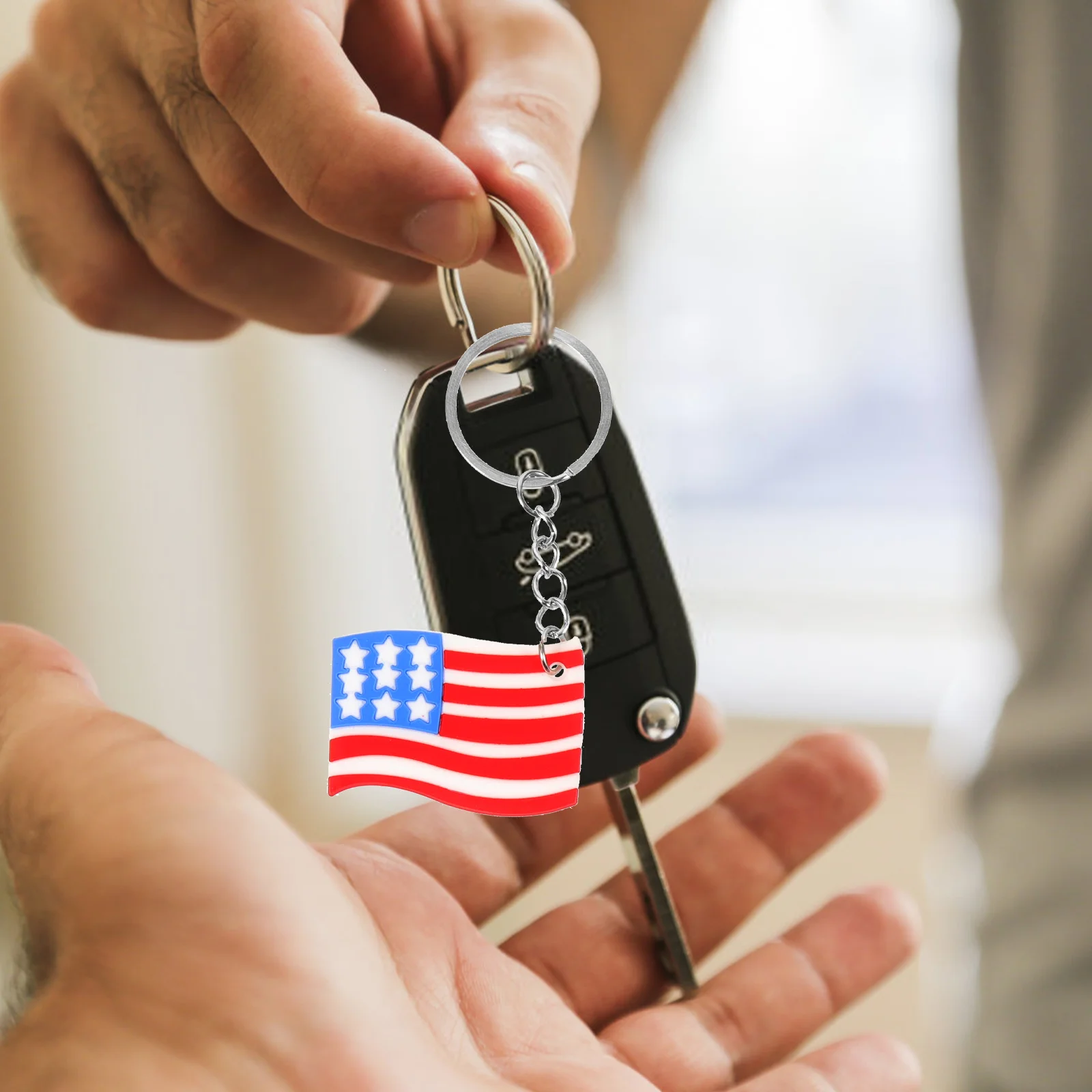 12pcs Key Rings American Flag Keychains Souvenir Usa Flag Key Chains 4th of July Pendants patriotic party favors