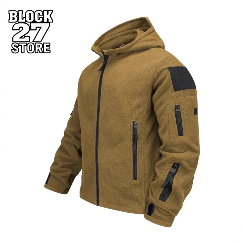

Harajuku Outdoor Fleece Jacket Men Autumn Winter Warm Windproof Hooded Coat Thick Softshell Hiking Casual Sport Jacket New