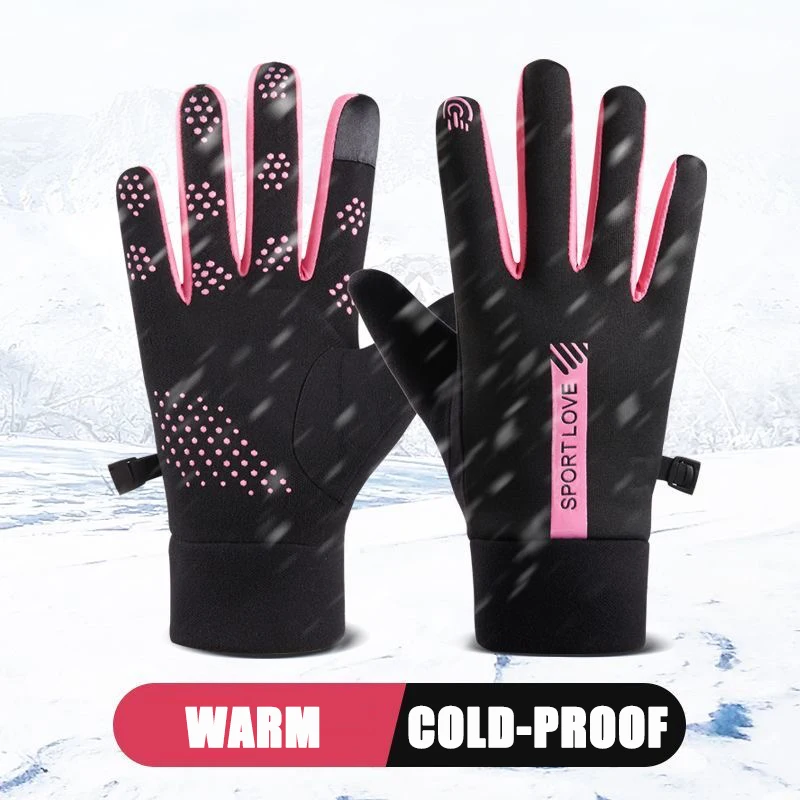 Womens Autumn and Winter Sports Warm Gloves Waterproof and Anti Slip Cycling Gloves Wind and Cold Resistant Outdoor Activity Glo