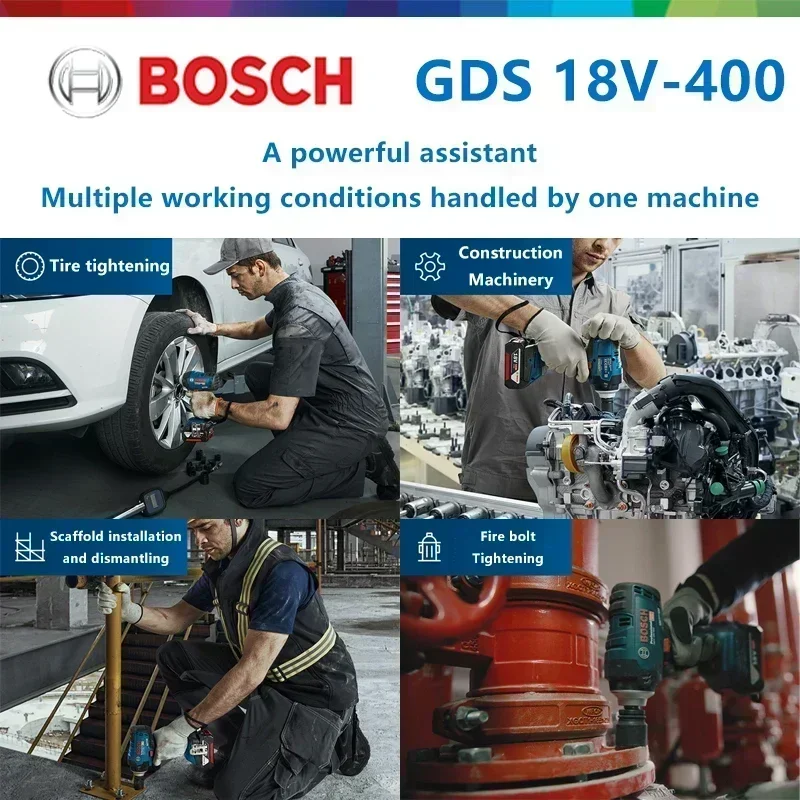 Bosch Cordless Impact Wrench GDS 18v-400 Brushless 400Nm Impact Driver Torque Wrench Bosch 18V Power Tools Without Battery