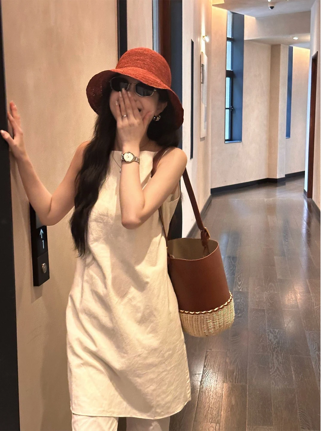 

Korean High-End Cotton Linen Set Women Summer Loose Lazy Top Casual Pants Two-Piece Set round Neck Button Style Loose Fit