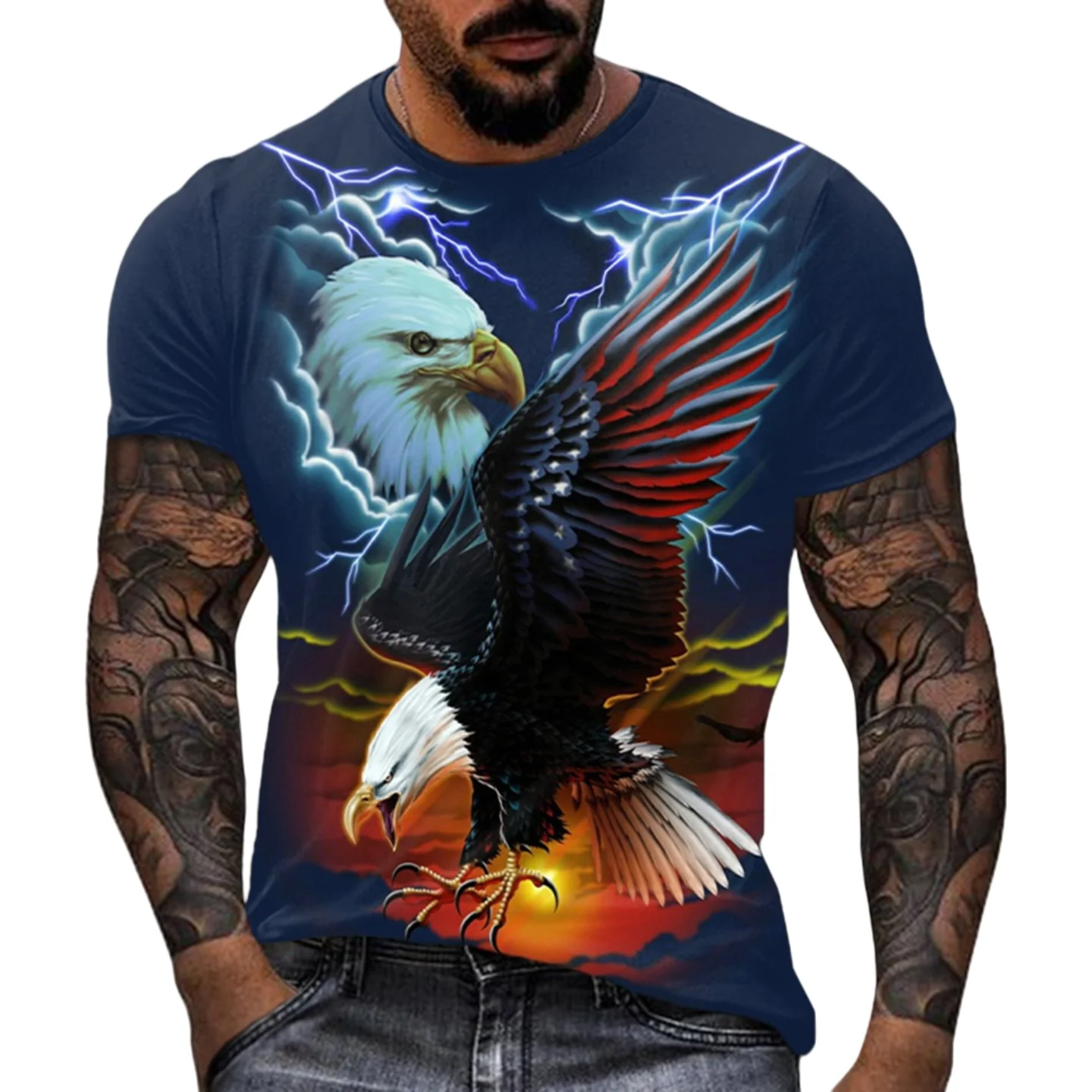 

Kids Adults Surf T-shirt Top Summer Fashion Trend Personalized Cool Print Eagle Print Pattern Men's Casual Short Sleeved T-Shirt
