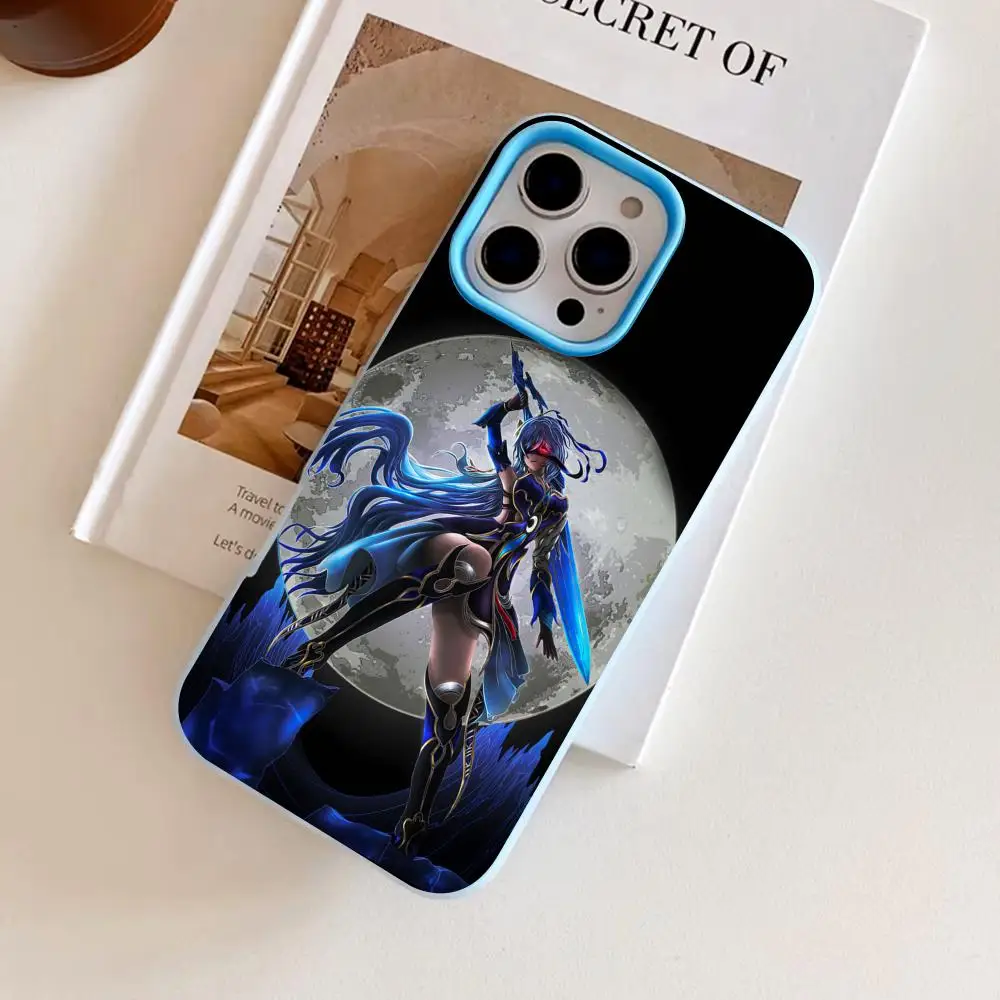 

HSR Jingliu Phone Case for iPhone 17 16 15 14 13 12 11 Air Pro Max Plus Jelly Double layer Light Blue Cover