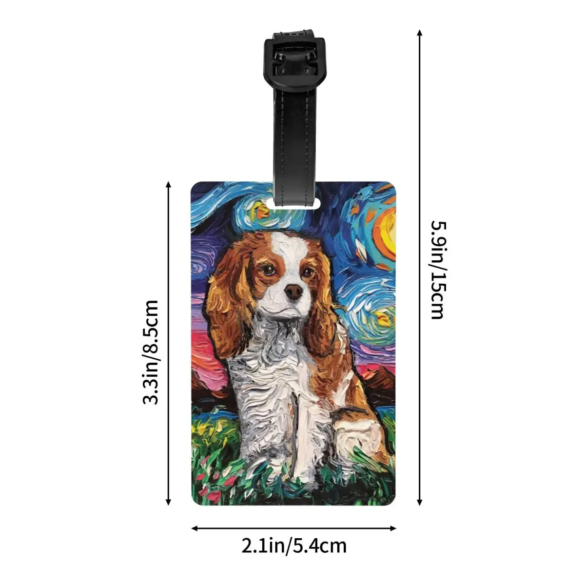 Custom Cavalier King Charles Spaniel Pet Portraits Art Luggage Tag Dog Suitcase Baggage Privacy Cover ID Label