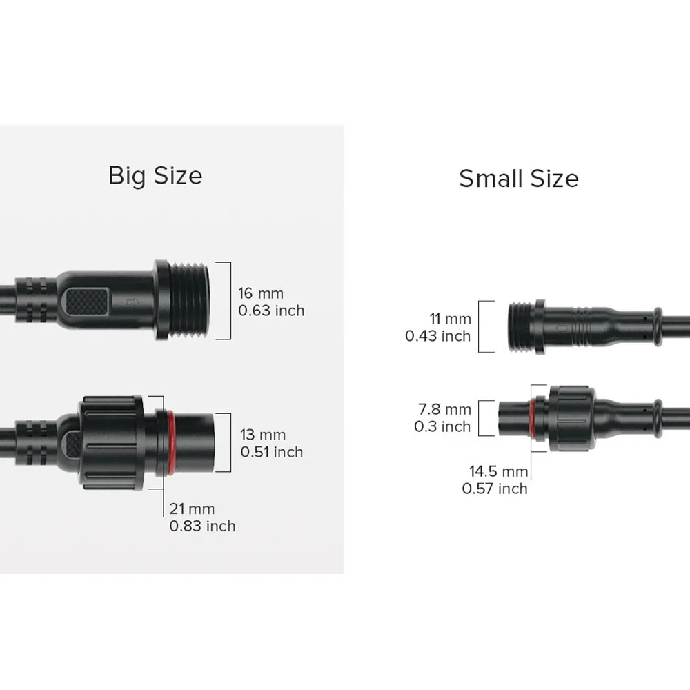 5 PCS T Shape Tee Connector Black Plastics Waterproof IP65 2-5 Core Pin 2 Male Ends 1 Female End 18AWG 20AWG 22AWG 24AWG Outdoor