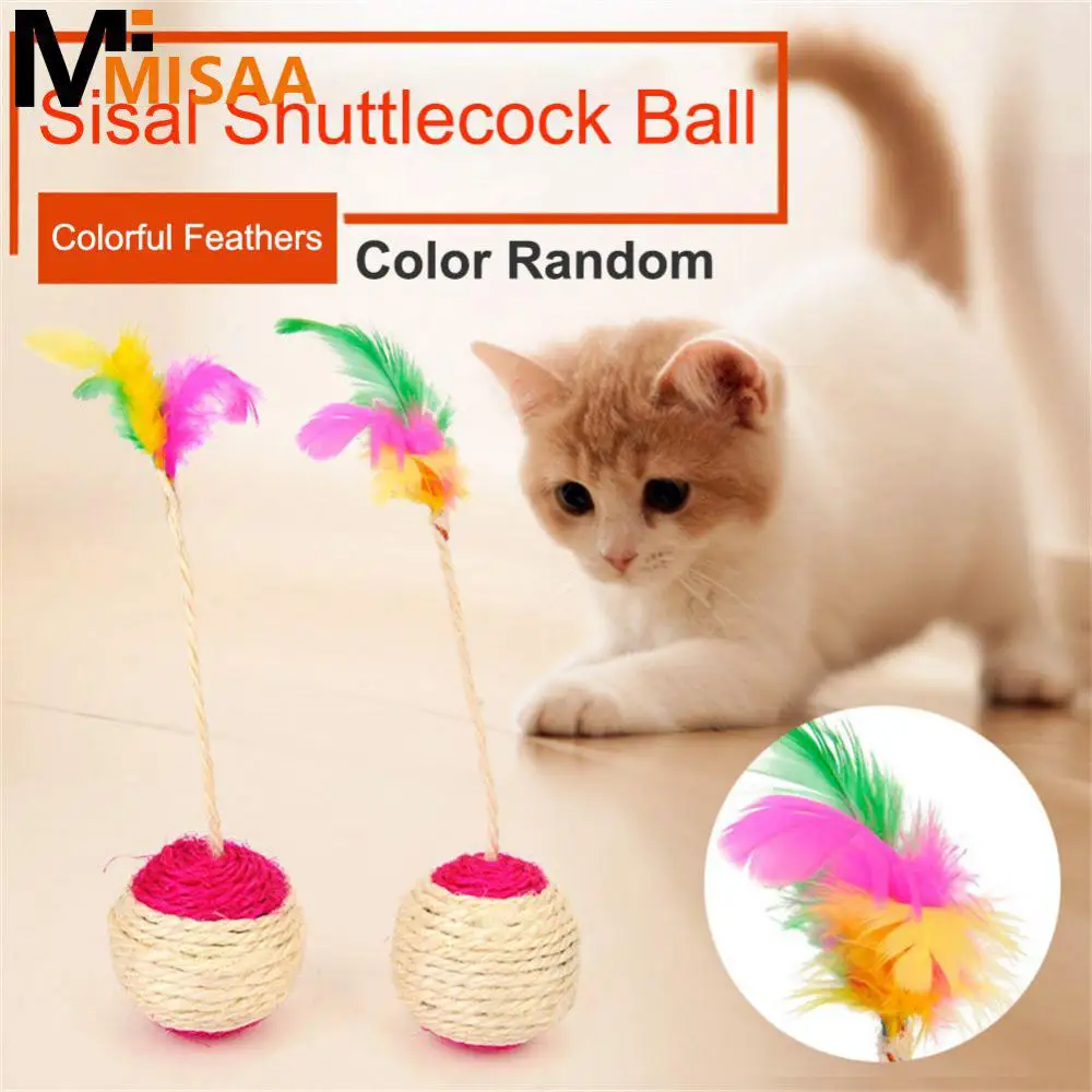 Ball Catching Toys Durable Wear Resistant Secure Lovely Pet Supplies Cat Teaser Stick Waterproof Circular Sisal Hemp Material