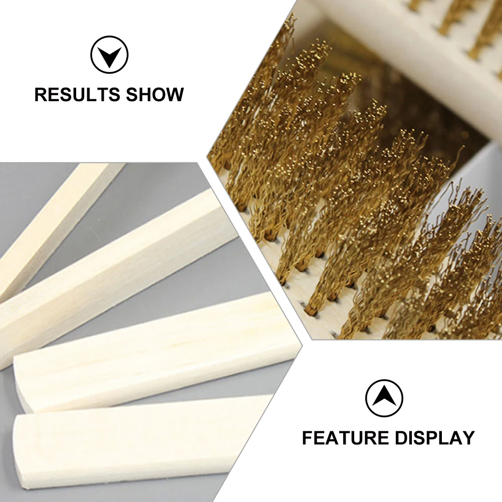 

6pcs Steel Wire Brush for Rust Removal Copper Polishing Tool Wooden H Easy Grip Long Use Cleaning Brush