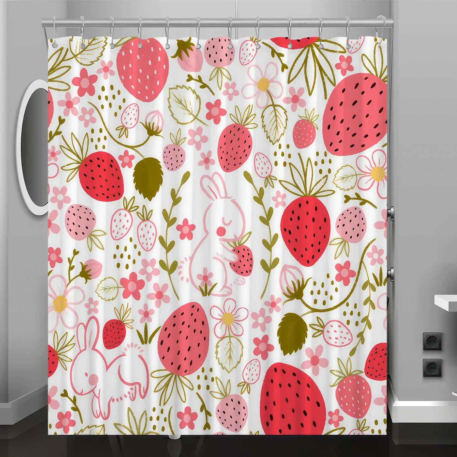 Lion motif digital print shower curtain