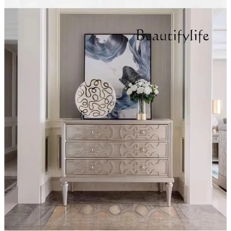 

J S Light Luxury Entrance Cabinet Three Bucket Living Room Dining Side Cabinet Modern Simple Bedroom Storage Cabinet