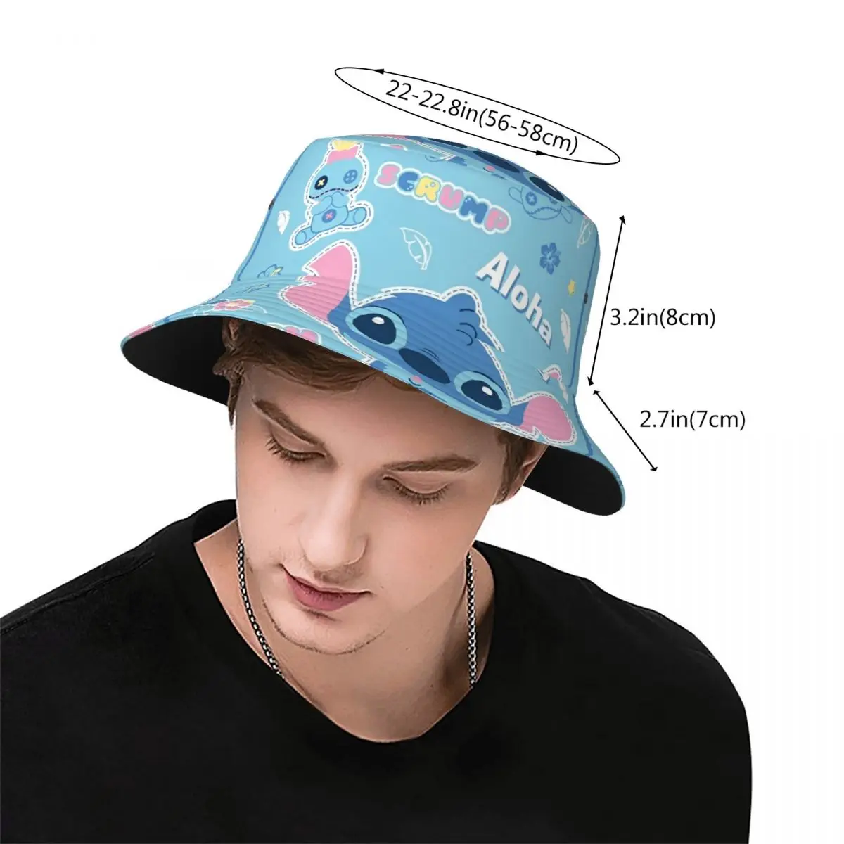 Sun Bob Hats Cute Lilo And Stitch for Unisex Fisherman Caps Reversible Cotton Bucket Hats Outdoor Fishing Cap