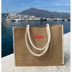 Personalized Burlap Tote Bag Wedding Favors Bridesmaid Gift Custom Jute Bag Beach Bag Mother of Bride Bridesmaid Proposal Bag