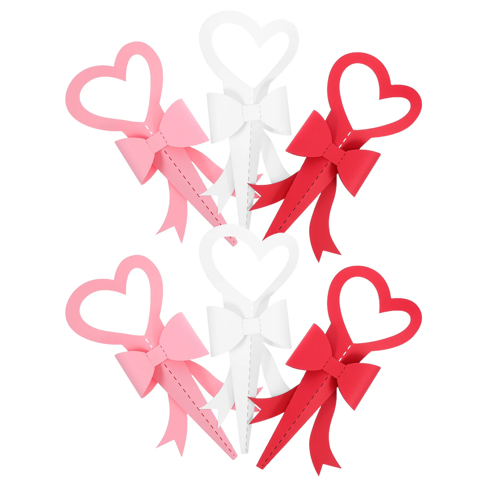 

6pcs Valentine'S Flower Packaging: Heart Floral Bouquet Paper Wrap Single Stem Holder For Mother'S Day Wedding Birthday, Florist