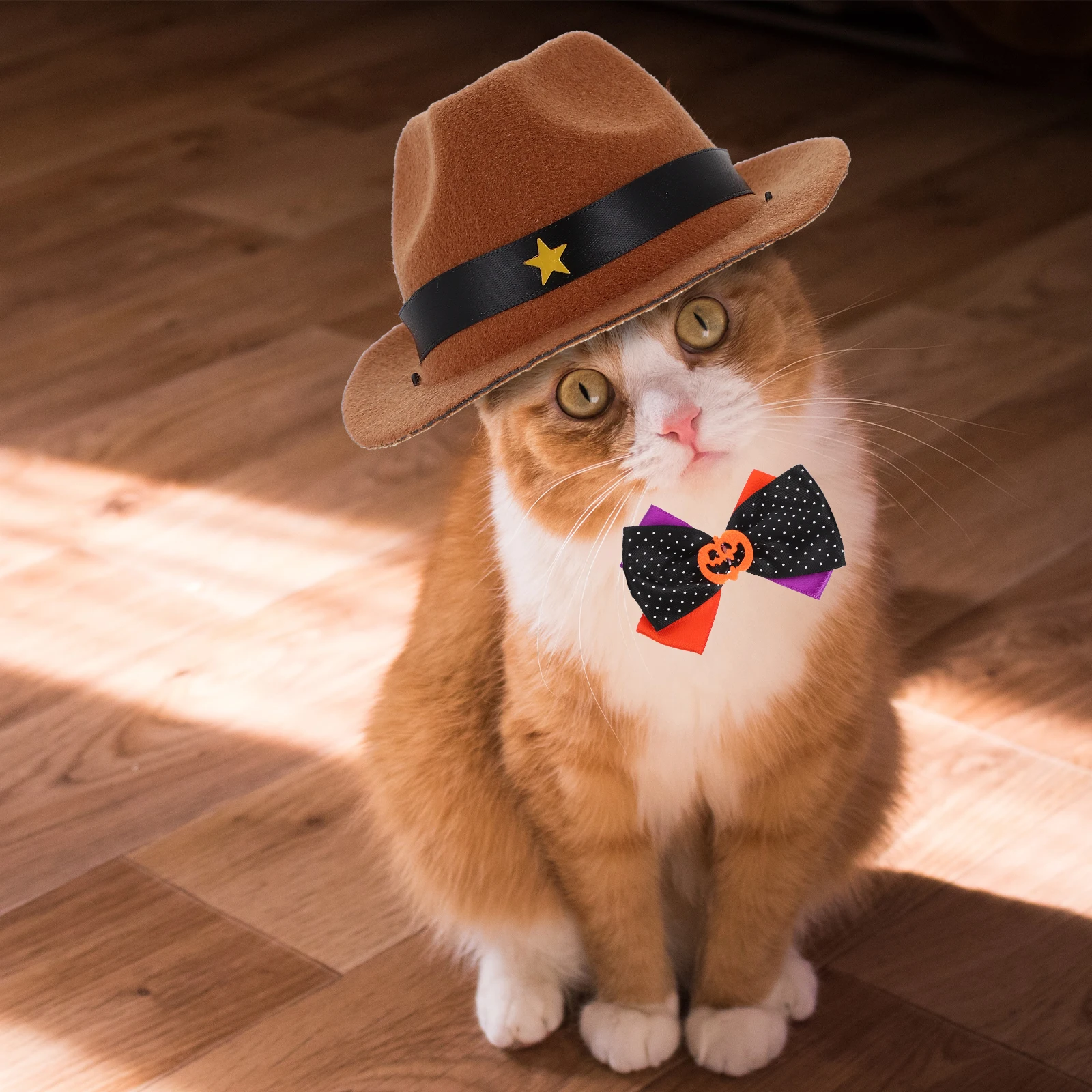 

Cat Hat Kitten Collars Halloween Costumes Washable B Decorative Bowtie Pet Costume Set Daily Wear Gathering Holiday Festival