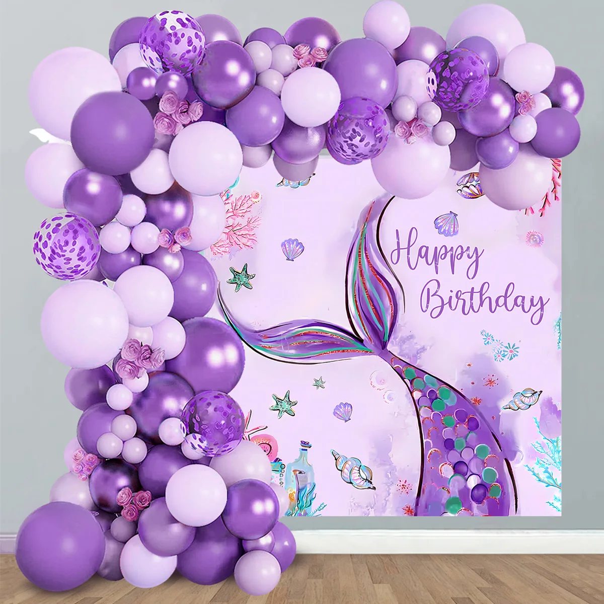 

Mermaid Birthday Decoration Backdrop Balloons Mermaid Theme Birthday Decoration Baby Shower Under the Sea Party Decoration