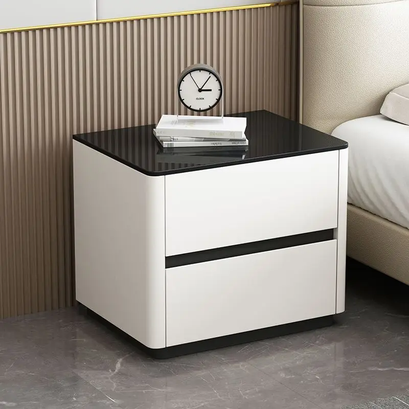 طاولة خشبية بيضاء بجانب السرير لغرفة النوم وخزائن القهوة المتنقلة للتخزين ومنضدة فاخرة وحديثة ومنظم أثاث منزلي Mesa De Noche