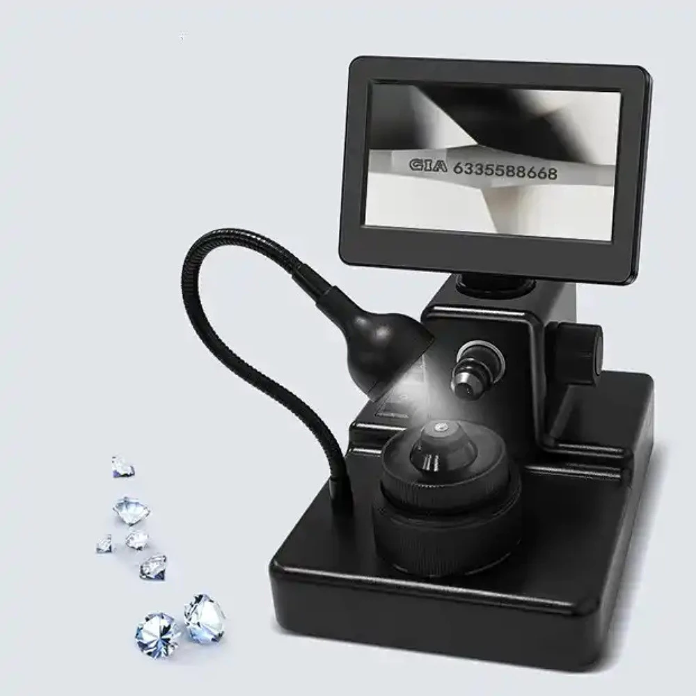 DM10 1000X 12MP Diamond Jewelry Microscope 4.3 Inch HD Digital Stereo Video Microscope Magnifier for Jewelry Identification