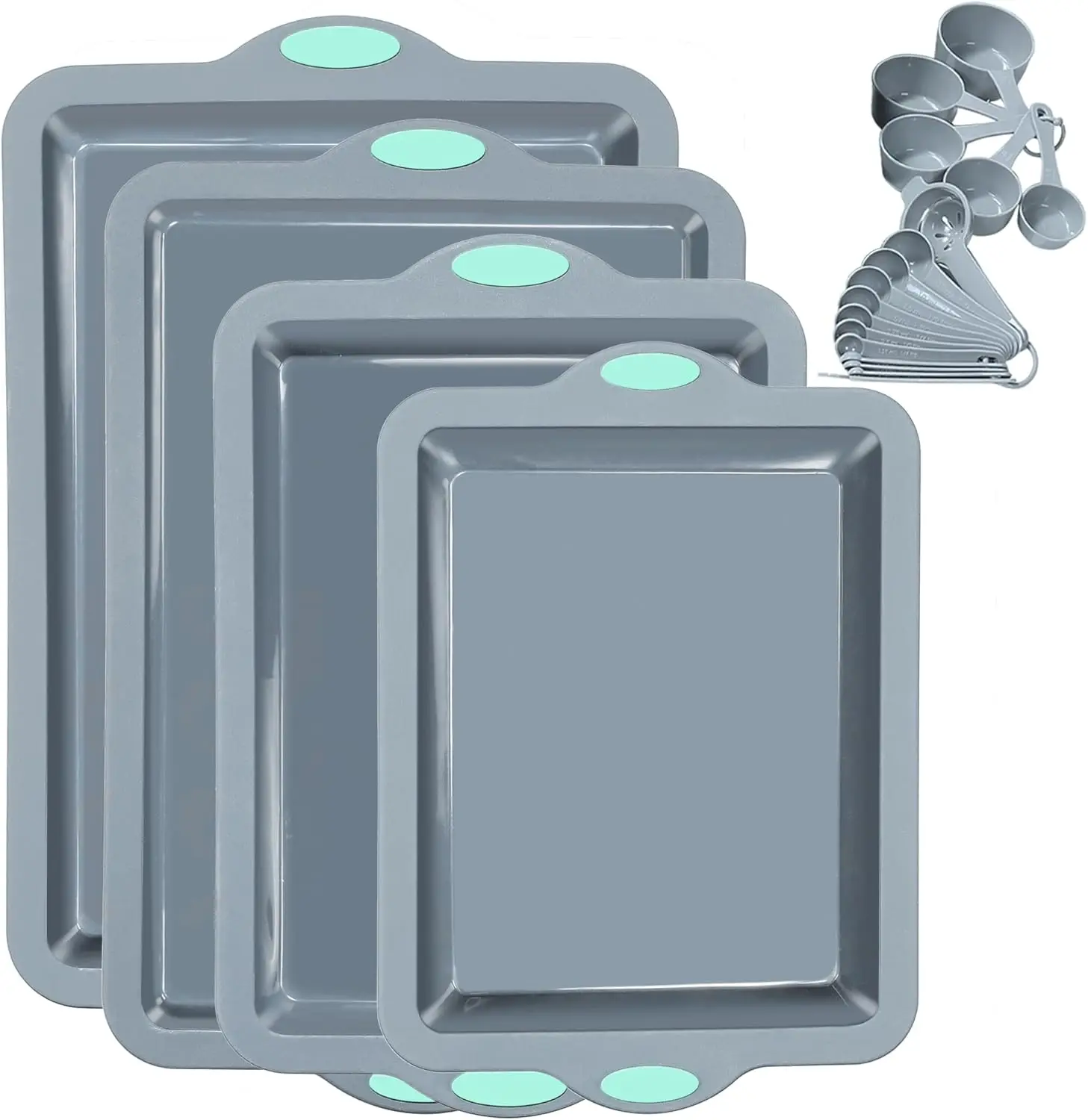 

4-Piece Silicone Baking Pans Set with Metal Frame, Nonstick Bakeware for Cookies and Cakes