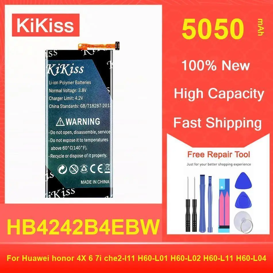 

Kikiss Battery 5050Mah HB4242B4EBW For Huawei Honor 4X 6 7I Che2-L11 H60-L01 H60-L02 H60-L11 H60-L04