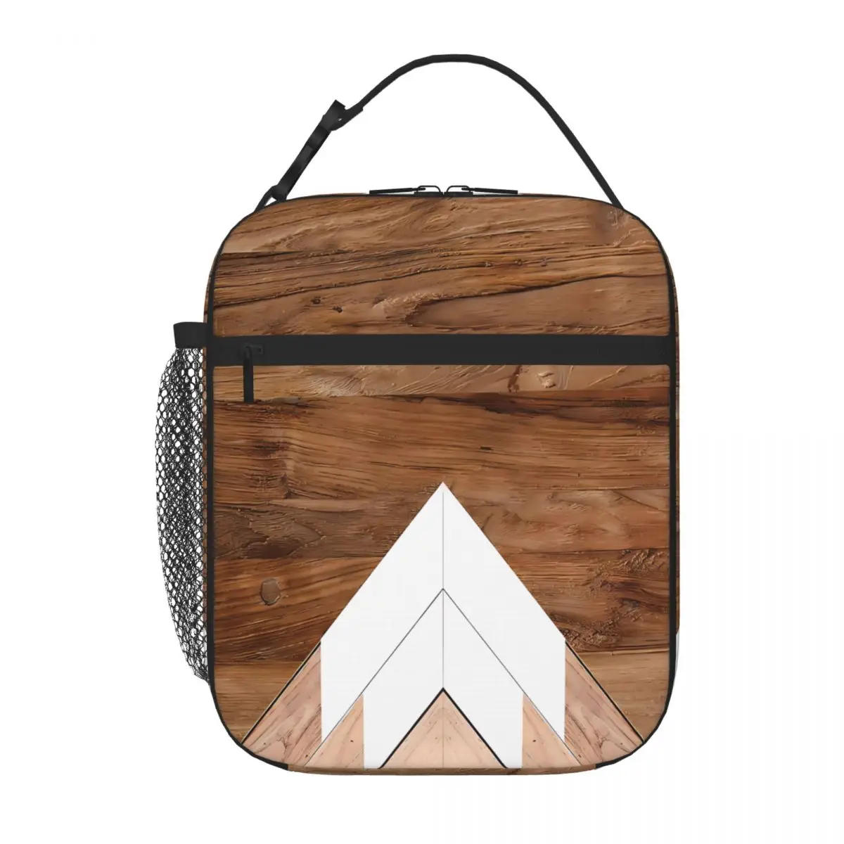 Bestselling Wooden Snow-capped Mountains Industrial Style Cooler Tote School Field Trip Portable Lunch Bag