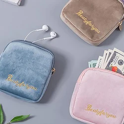 Diaper Sanitary Napkin Storage Bag Canvas Pad Makeup Bag Coin Purse Jewelry Organizer Credit Card Pouch Case Tampon Packaging