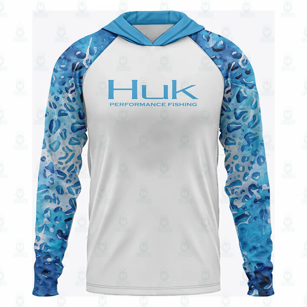 Huk Fishing Shirt UPF50 Angelkleidung mit Kapuze, Sommer-Sonnenschutz-Hoodie, Herren-Trikot, Camisa De Pesca