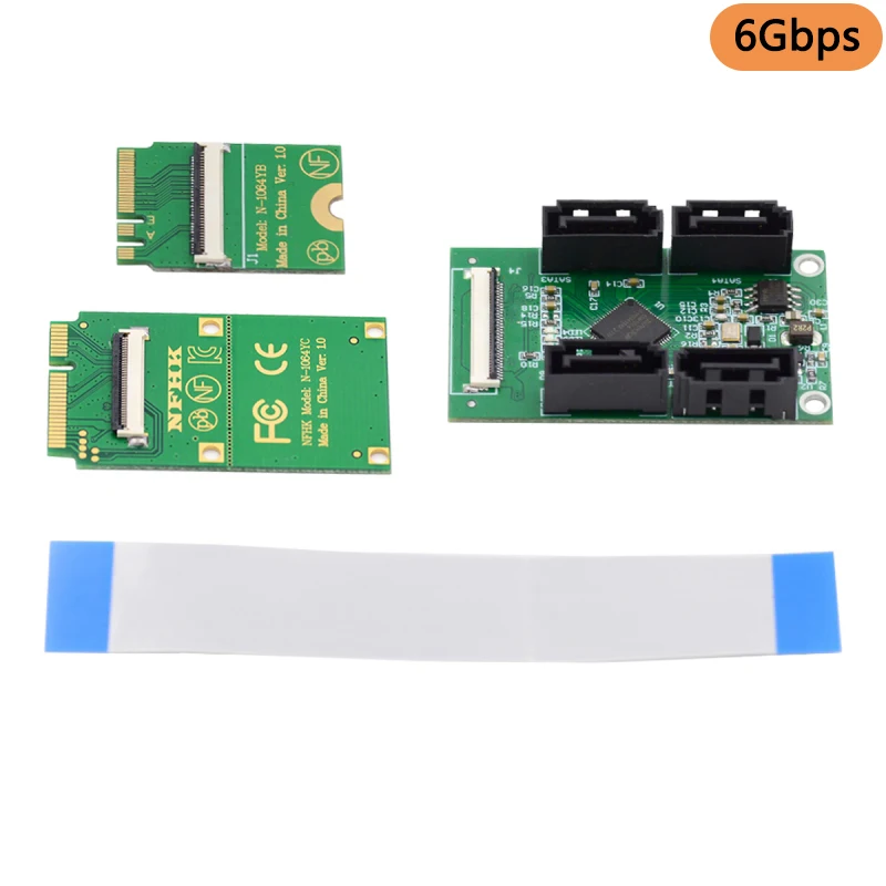 

Converter Mini PCI-E PCI Express & NGFF A+E Key to SATA 3.0 Four Ports Adapter Cable 6Gbps Hard Drive Extension Card for SSD