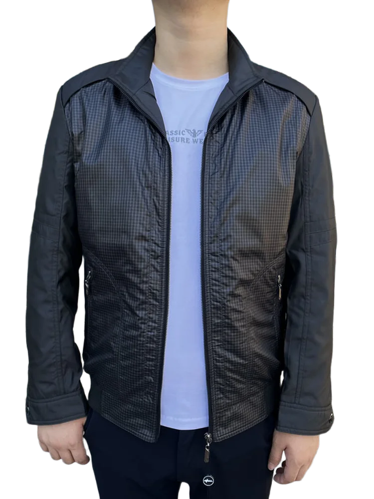 

Busin Men's ort Cotton Jaet Spring Autumn Thin Cotton Stand Collar V-Ne Zipper Closure Faion Urban Sle Coat