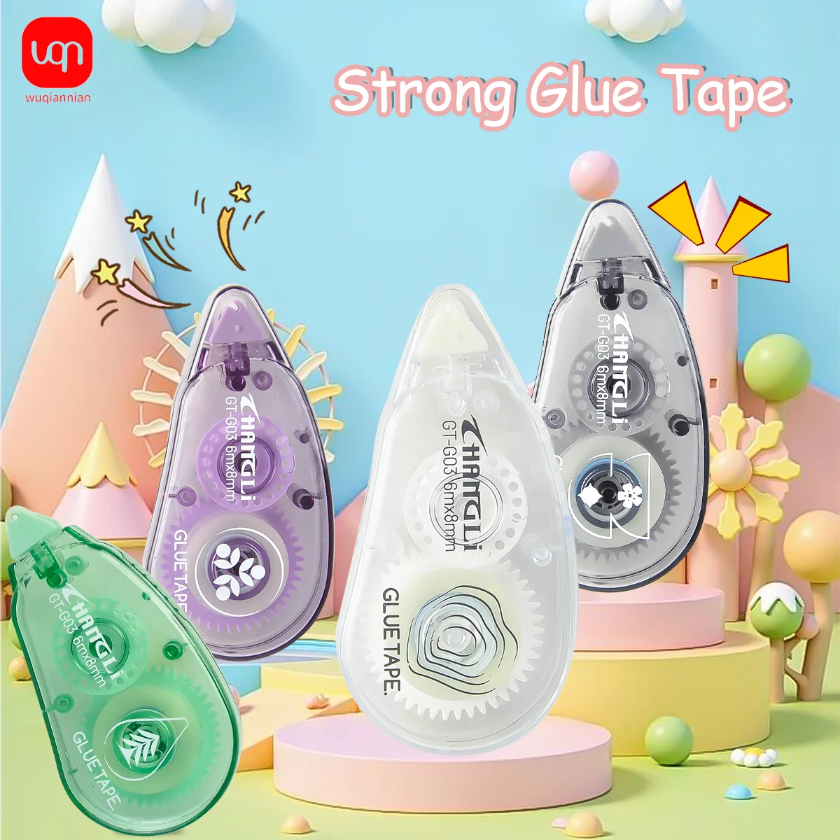 

WQN-1PC 8m * 6mm Double-Sided Adhesive Tape DIY Scrapbook Collage Photo Album School Stationery Roller Tape