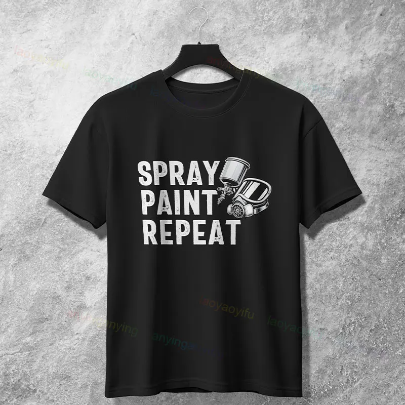 Śmieszna koszulka graficzna dla lakierownika samochodowego, 100% bawełna, krótki rękaw, humorystyczny styl, casualowa koszulka dla entuzjastów motoryzacji i mechaników.