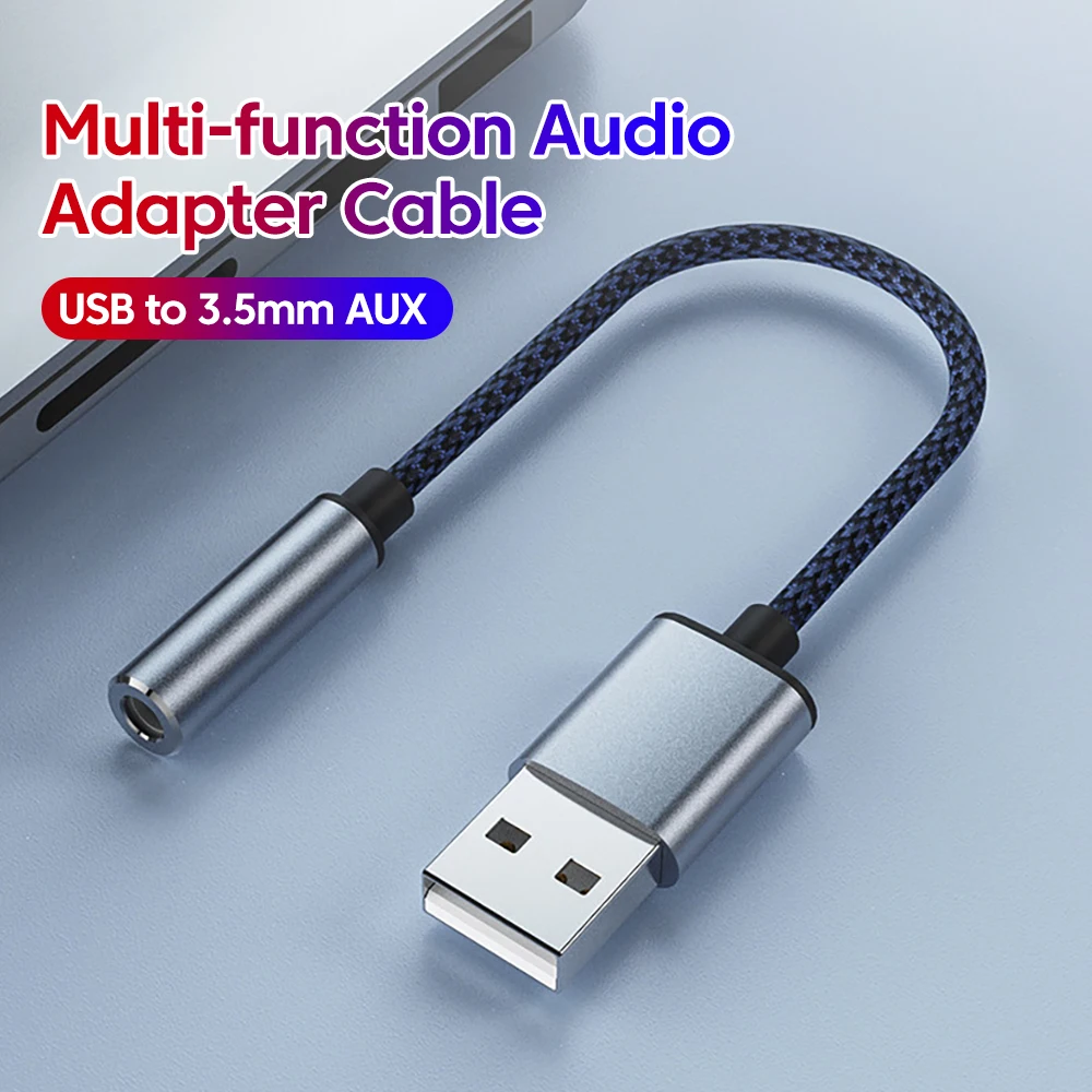 USB to 3.5mm Audio Jack Adapter USB to Jack Aux Cable Headset USB A to 3.5mm Female External Stereo Sound Card For Computer