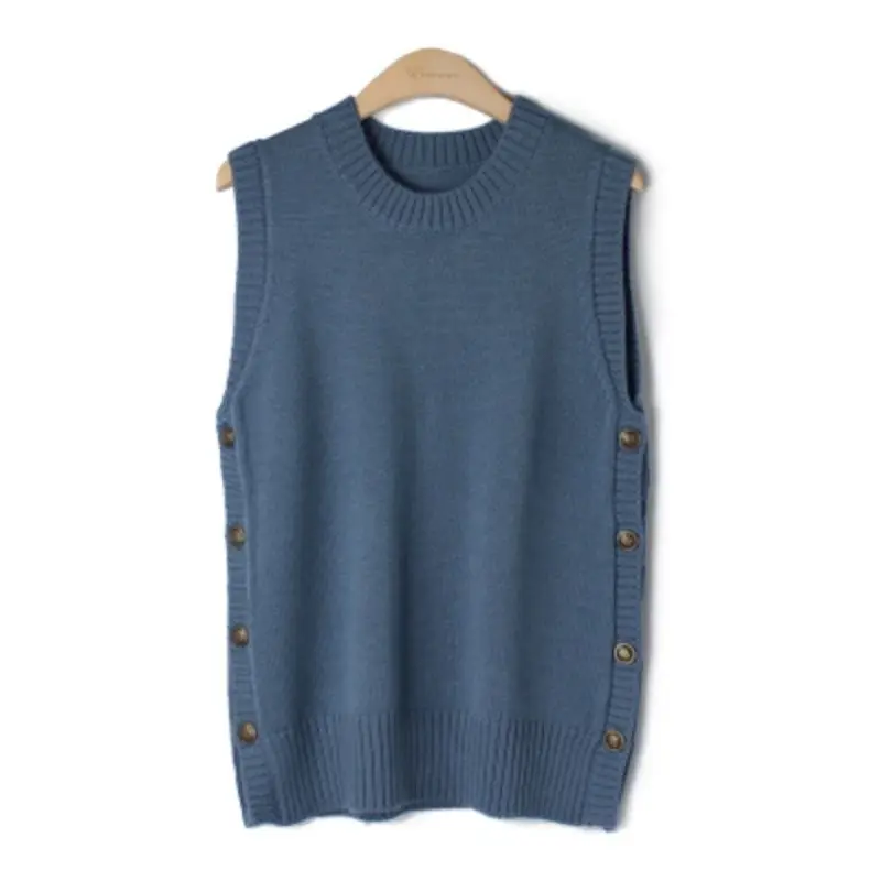 New Sleeveless Knitwear Japanese Kam Shoulder Vest Sheep Sweater Tank Top Women\'s Design Feels Small