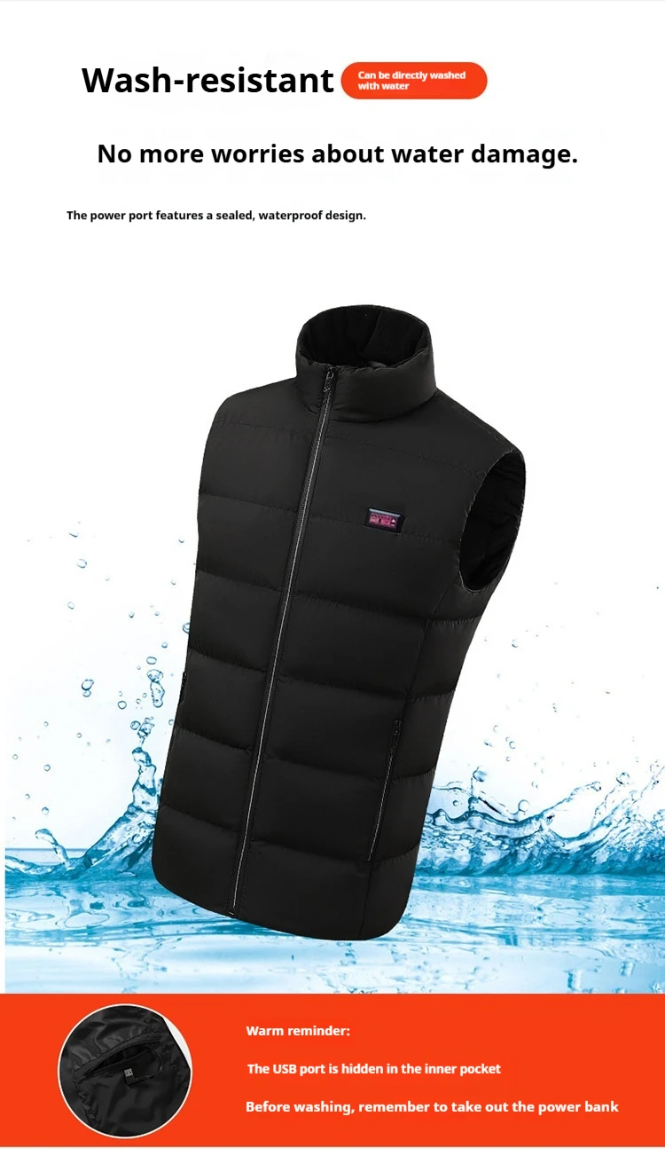 Heated Vest Men Women 26 Zone Electric Heating Smart Temperature Control Stand Collar Winter Thermal Waistcoat(excluding power)
