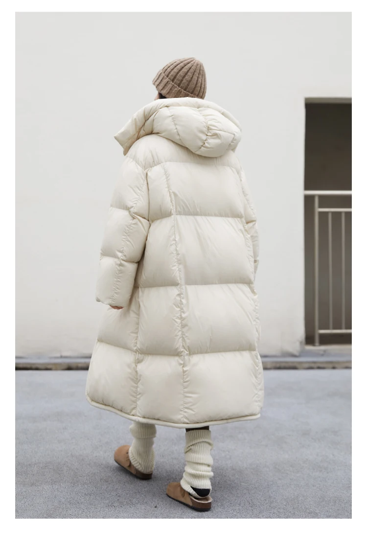 CHIC VEN Women Long Down Coats Hooked Loose New Solid Woman Down Jacket Thick Soft Warm Female Overcoat Autumn Winter 2025