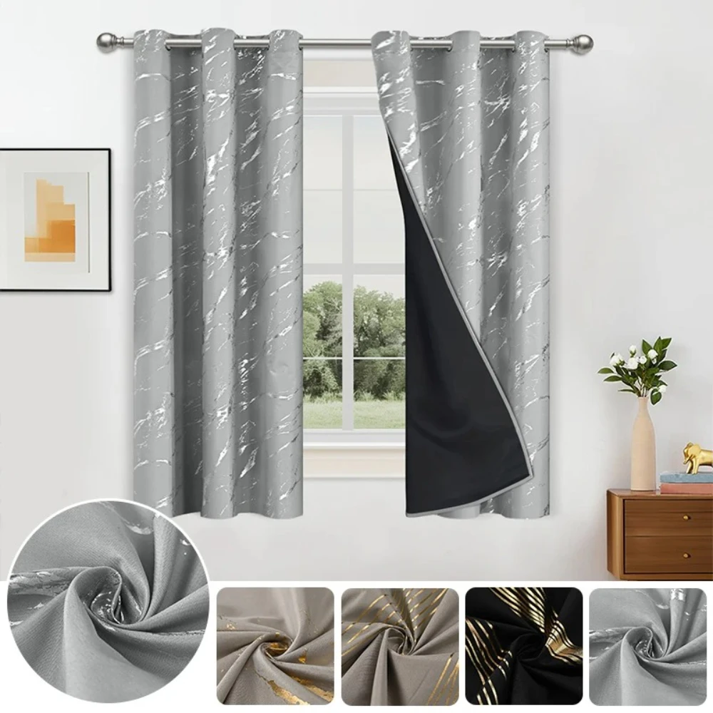 100% cortinas blackout, cortina luxuosa com padrão de mármore com perfuração de precisão de folha de ouro para sala de estar, quarto, decoração de casa