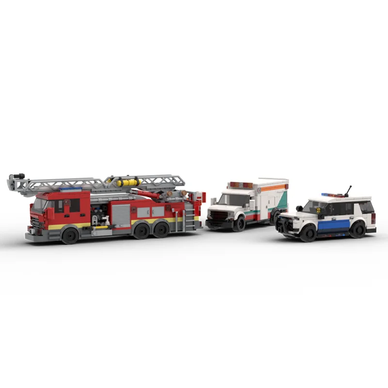 1211pcs MOC Emergency Vehicles Bundle City Model Building Blocks Construction Toy Christmas Gift Idea Birthday Craft Display 3D