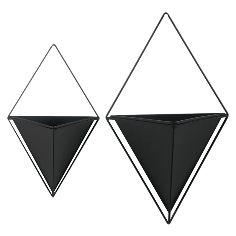 

2 Pcs Triangular Hanging Planters Pot Indoor Outdoor Modern Flower Plant Hanging Basket Triple-Cornered Iron Wall Pot