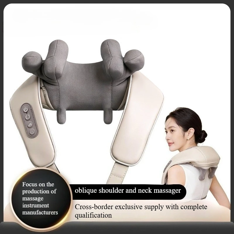 

Электрический массажер для шеи и плеч с 8 насадками, массажная накидка с подогревом и функцией разминания для снятия боли в трапециевидных мышцах, для домашнего использования