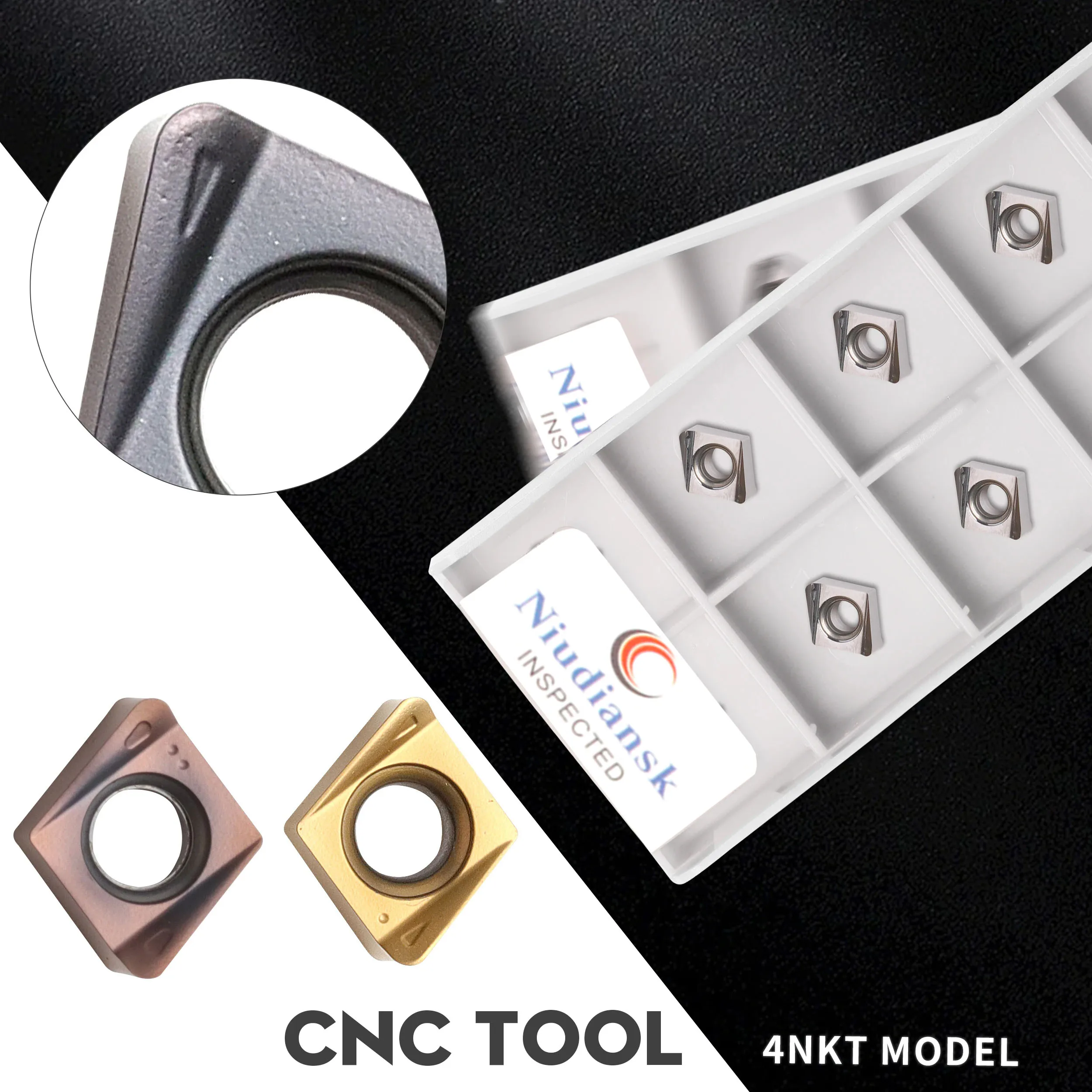 4NKT060308R CNC Lathe Carbide Milling Inserts, For Milling Cutter Arbor 4NKT 90 Degree Double-Sided Anti-Vibration Cutter Holder