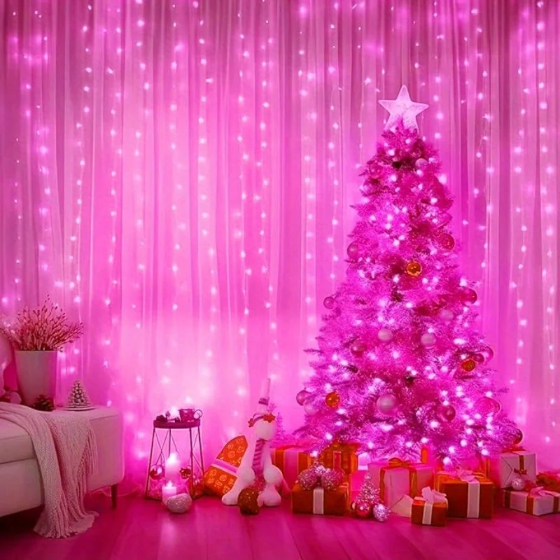 LED Christmas Lights 8 Modes USB Powered Bedroom Lights with Remote Control Curtain String Lights Wedding Halloween Decorations