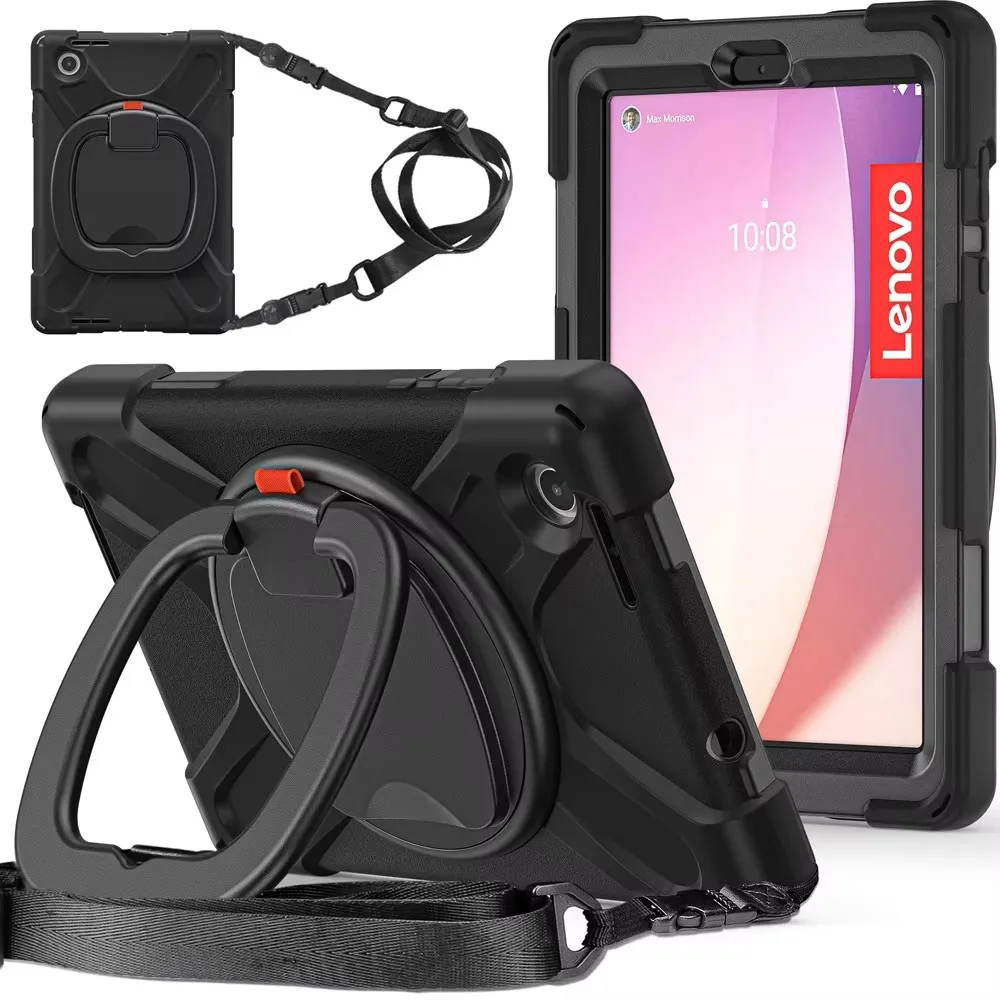 

Портативные чехлы для планшетов Lenovo Tab M8 4-го поколения 4 Gen4 Чехол TB 300FU 301XU 2023, противоударный силиконовый чехол с вращающейся подставкой для ПК