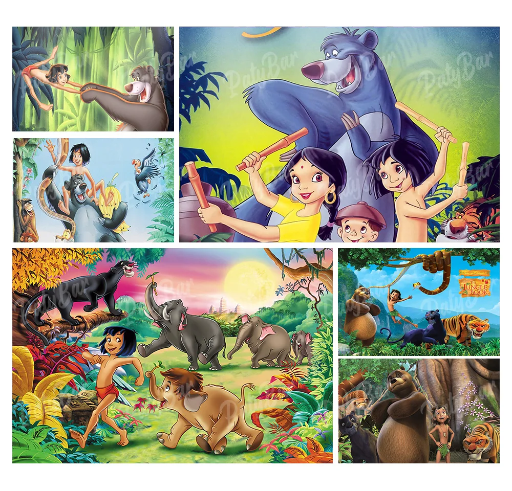 Disneyland The Jungle Book Backdrop Kids Birthday Party Decoration Background Safari Boy Vinyl Polyester Photography Decor Props