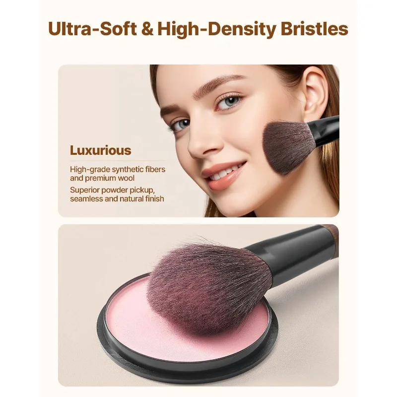 مجموعة فرش مكياج مكونة من 9 قطع لظلال عيون كريم الأساس مع شعيرات ناعمة