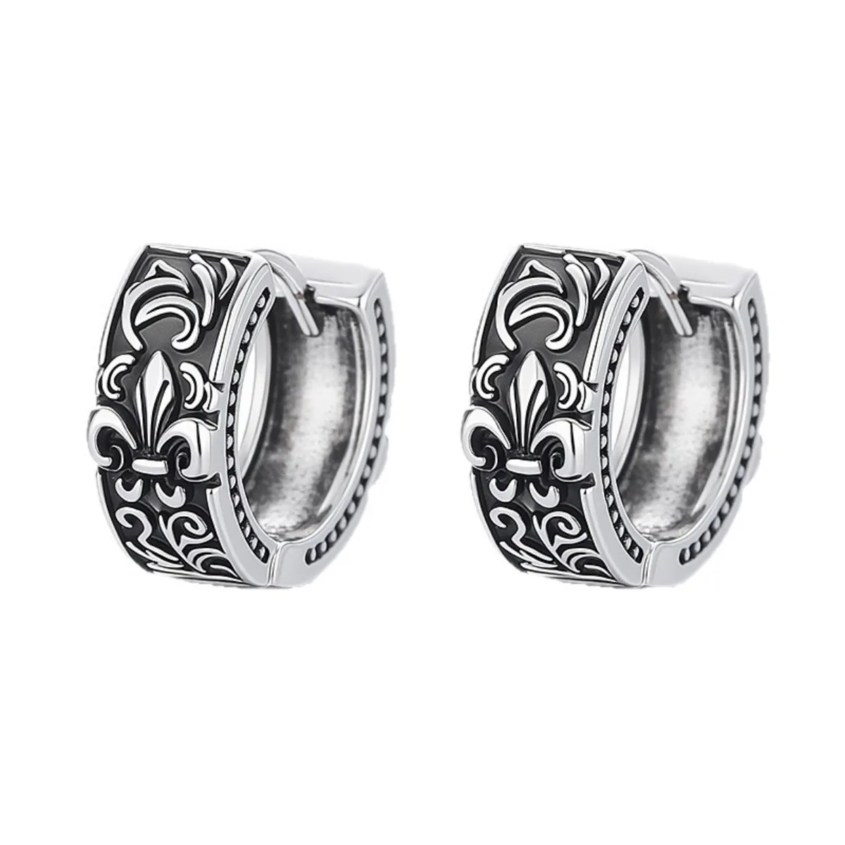 Edelstahl Retro Creolen für Männer und Frauen Piercing-Ohrringe Schmuck für Empfindliche Ohren Mode Punk Hip Hop – Detail 5