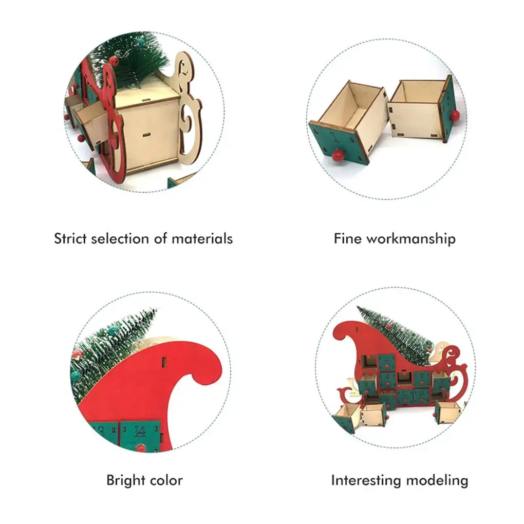 

Christmas Countdown Calendar Ornament With LED Lights Storage Box Organiser Reusable Advent Calendar With Drawers