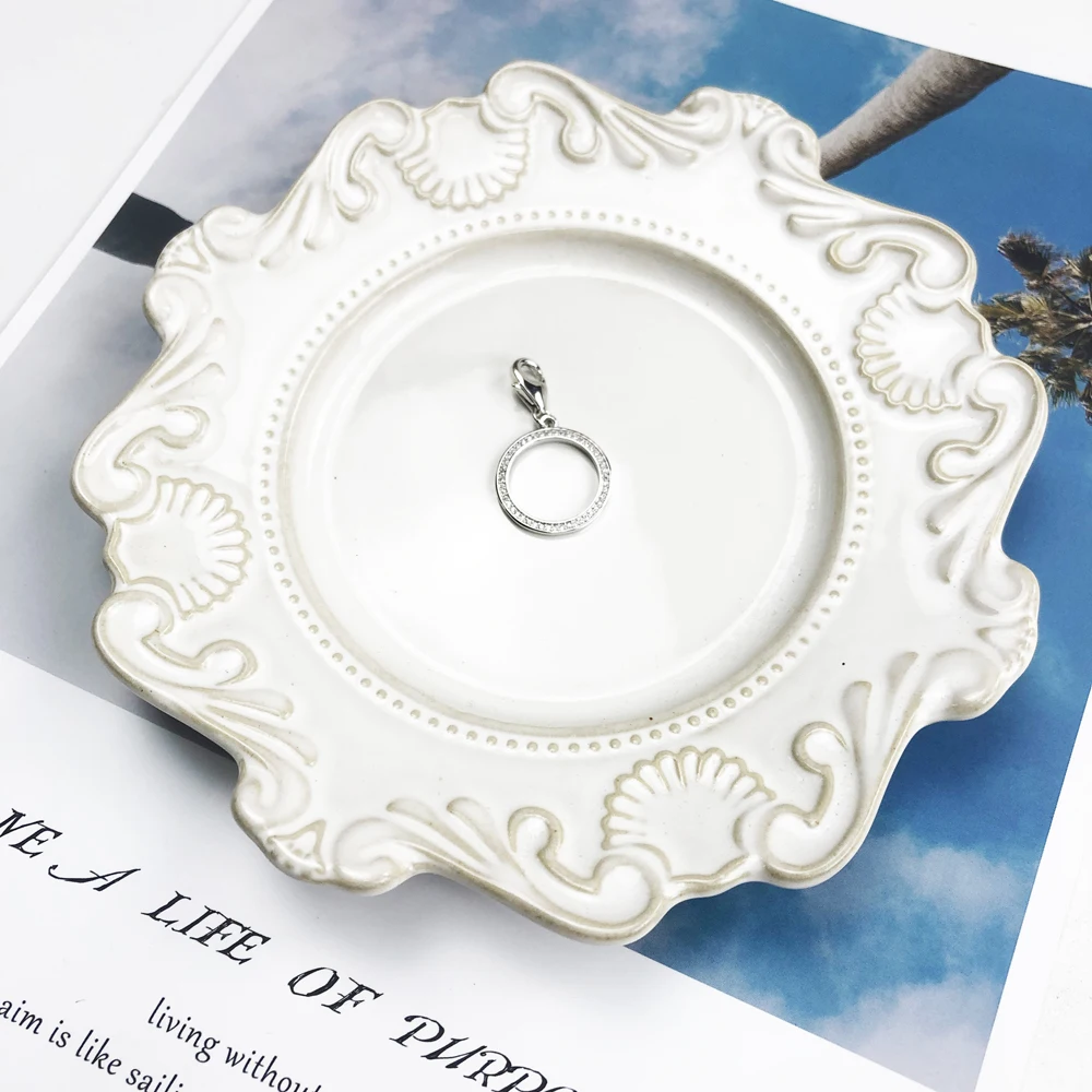 Glitzernder Kreis-Anhänger, baumelnder Charm, 925er Sterlingsilber, klassischer feiner Schmuck, Geschenk für Frauen – Detail 6